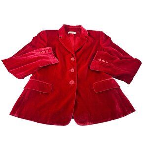 Emanuel Ungaro silk rayon magenta red velvet classic jacket blazer sz 8